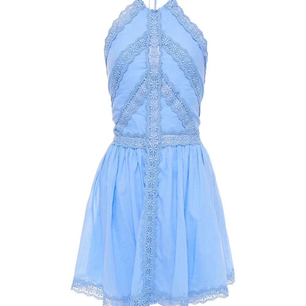 NEW CHARO RUIZ IBIZA Kim crocheted lace and cotton halter neck mini dress L